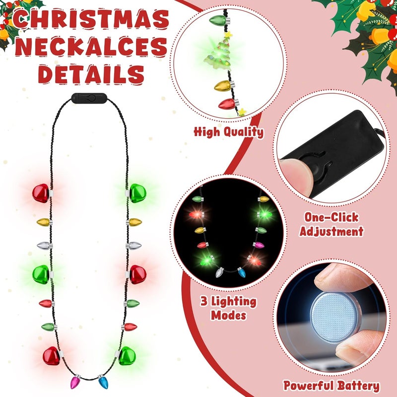 Traplace Store 6PCS Light Up Christmas Necklaces, 3 Glow Modes Multicolor Christmas Accessories, Xmas Tree Santa Claus Bulb Designs Lights, Festive Holiday Decor for Ugly Sweater Party Favors Xmas Party Supplies - Image 3